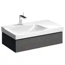 Тумба под раковину с полкой, с одним выдвижным ящиком Geberit Xeno² 880 х 462 мм, серый шпон (вырез под сифон слева) (500.513.43.1) фото 1 Aquada.com.ua