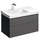 Тумба под раковину с двумя выдвижными ящиками Geberit Xeno² 880 х 462 мм, серый шпон (вырез под сифон слева) (500.515.43.1) фото 1 Aquada.com.ua