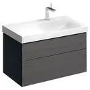 Тумба под раковину с двумя выдвижными ящиками Geberit Xeno² 880 х 462 мм, серый шпон (вырез под сифон справа) (500.516.43.1) фото 1 Aquada.com.ua