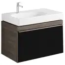 Тумба под раковину Geberit Citterio 75 см, корпус - темный дуб, стекло - чёрное (835176000) фото 1 Aquada.com.ua