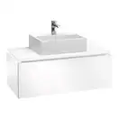 VILLEROY & BOCH LEGATO тумба 100*38*50см под раковину, подвесная, умывальник устанавливается в центре, цвет белый глянец (B10500DH) фото 1 Aquada.com.ua