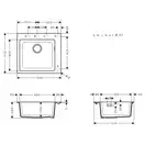 Встраиваемая кухонная мойка Hansgrohe S51 S510-F450 (цвет - серый камень) 450 (43312290) фото 2 Aquada.com.ua