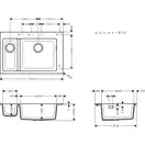 Кухонна мийка Hansgrohe S510-F635 770х510 на дві чаші 180/450, Concretegrey (43315380)