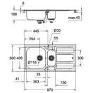 GROHE Мийка для кухні 970 x 500 мм з ексцентриком, 2 чаши, матова (31567SD0)
