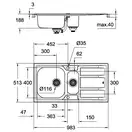 GROHE Мийка для кухні 983 x 513 мм з ексцентриком, 2 чаши, матова (31569SD0)