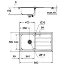 GROHE Комплект Мийка для кухні 860 x 500 мм з ексцентриком, 1 чаша + Minta Змішувач одноважільний для мийки (31573sd0) (31573SD0)