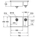 GROHE Мийка для кухні 760 x 450 мм, 1,5 чаши, матова, під стільницю, ліва (31575SD0)