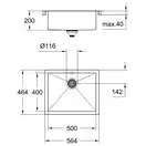 GROHE Мийка для кухні 564 x 464 мм, 1 чаша, матова, в рівень зі стільницею (31579SD0)