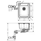 Встраиваемая кухонная мойка Hansgrohe S41 S412-F340 (цвет - нержавеющая сталь) 340/400 (43334800) фото 2 Aquada.com.ua