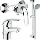 Набор смесителей Grohe Euroeco 123232 умыв,душ,стойка