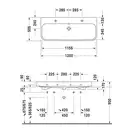 Раковина Duravit Happy D.2 120х50,5 см (без отв. под смеситель) (2318120060) фото 3 Aquada.com.ua