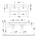 Раковина двойная мебельная Duravit Me by Starck 130 x 49 см (2336130000) фото 2 Aquada.com.ua