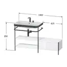 Раковина c-bonded с напольной металлической консолью Duravit Happy D.2 Plus 140 х 49 см (HP4752E8080) фото 2 Aquada.com.ua