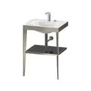 Металлическая консоль с раковиной c-bonded Duravit XViu 60 х 48 х h85 см, матовое шампанское/чёрный глянцевый (XV4714EB140) фото 1 Aquada.com.ua