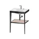 Металлическая консоль с раковиной c-bonded Duravit XViu 60 х 48 х h85 см, чёрный матовый/абрикосовый жемчуг (XV4714EB210) фото 1 Aquada.com.ua