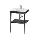 Металлическая консоль с раковиной c-bonded Duravit XViu 60 х 48 х h85 см, чёрный матовый/чёрный глянцевый (XV4714EB240) фото 1 Aquada.com.ua