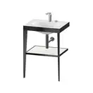 Металлическая консоль с раковиной c-bonded Duravit XViu 60 х 48 х h85 см, чёрный матовый/белый глянцевый (XV4714EB285) фото 1 Aquada.com.ua