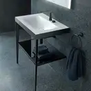 Металлическая консоль с раковиной c-bonded Duravit XViu 80 х 48 х h85 см, чёрный матовый/чёрный глянцевый (XV4715EB240) фото 3 Aquada.com.ua