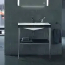 Металлическая консоль с раковиной c-bonded Duravit XViu 80 х 48 х h85 см, чёрный матовый/чёрный глянцевый (XV4715EB240) фото 4 Aquada.com.ua
