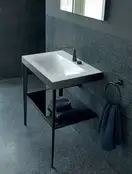 Металлическая консоль с раковиной c-bonded Duravit XViu 80 х 48 х h85 см, чёрный матовый/чёрный глянецевый (XV4715OB240) фото 2 Aquada.com.ua