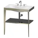 Металлическая консоль с раковиной c-bonded Duravit XViu 80 х 48 х h85 см, матовое шампанское/чёрный глянцевый (XV4715TB140) фото 1 Aquada.com.ua
