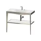 Металлическая консоль с раковиной c-bonded Duravit XViu 100 х 48 х h85 см, матовое шампанское/белый глянцевый (XV4716EB185) фото 1 Aquada.com.ua