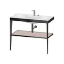 Металлическая консоль с раковиной c-bonded Duravit XViu 100 х 48 х h85 см, чёрный матовый/абрикосовый жемчуг (XV4716EB210) фото 1 Aquada.com.ua