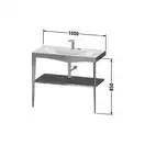 Металлическая консоль с раковиной c-bonded Duravit XViu 100 х 48 х h85 см, чёрный матовый/абрикосовый жемчуг (XV4716EB210) фото 2 Aquada.com.ua