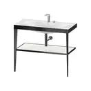 Металлическая консоль с раковиной c-bonded Duravit XViu 100 х 48 х h85 см, чёрный матовый/белый глянцевый (XV4716EB285) фото 1 Aquada.com.ua