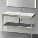 Металлическая консоль с раковиной c-bonded Duravit XViu 120 х 48 х h85 см, матовое шампанское/чёрный глянцевый (XV4717OB140) фото 2 Aquada.com.ua