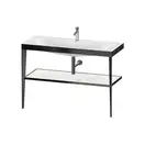 Металлическая консоль с раковиной c-bonded Duravit XViu 120 х 48 х h85 см, чёрный матовый/белый глянцевый (XV4717OB285) фото 1 Aquada.com.ua