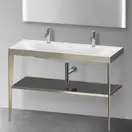 Металлическая консоль с раковиной c-bonded Duravit XViu 120 х 48 х h85 см, матовое шампанское/чёрный глянцевый (XV4718OB140) фото 2 Aquada.com.ua