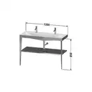 Металлическая консоль с раковиной c-bonded Duravit XViu 120 х 48 х h85 см, матовое шампанское/чёрный глянцевый (XV4718OB140) фото 3 Aquada.com.ua