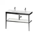 Металлическая консоль с раковиной c-bonded Duravit XViu 120 х 48 х h85 см, чёрный матовый/белый глянцевый (XV4718OB285) фото 1 Aquada.com.ua