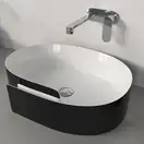 Раковина накладная на столешницу Flaminia Roll Bianco/Nero 56 х 42 см (RL56L/BIANCO/NERO) фото 1 Aquada.com.ua