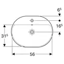 GEBERIT VARIFORM умывальник встраиваемый, эллиптической формы, 60*45см, с полкой для отверстия под смеситель, с переливом,  глазурованный снизу (500.733.01.2) фото 2 Aquada.com.ua