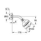 Набір верхнього душу, 3 режими струмені Grohe New Tempesta 100 (26088001)