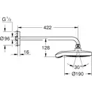Верхній душ Grohe Power &amp; Soul Cosmopolitan 190 з душовим кронштейном, хром (26172000)
