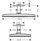 Верхній душ Hansgrohe Rainmaker Select 460 3jet з стельовим кріпленням, хром / чорний (24006600)
