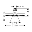 Верхній душ Hansgrohe Croma 160 1jet, хром (27450000)