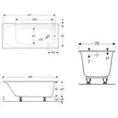 Ванна акриловая 70 х 160 см Geberit Soana Slim rim с ножками (554.001.01.1) фото 4 Aquada.com.ua