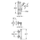 Смеситель для душа Grohe Grohtherm DN 15 (цвет - хром) с душевым гарнитуром (34151003) фото 4 Aquada.com.ua