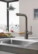 Смеситель для кухни Grohe Essence DN 15 (цвет - тёмный графит, матовый), с выдвижной лейкой (30270AL0) фото 2 Aquada.com.ua