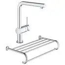 Набор Grohe смеситель для кухни сенсорный Minta Touch 31360001 + полка для полотенец Essentials Authentic 40660001 (3136000140660000)