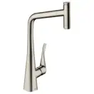 Смеситель для кухни Hansgrohe Metris Select 320 1jet, sBox (цвет - сталь), с вытяжным душем (73803800) фото 1 Aquada.com.ua