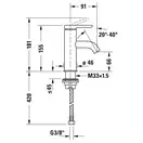 Смеситель для раковины Duravit C.1 (цвет - хром), без донного клапана (C11010002010) фото 2 Aquada.com.ua