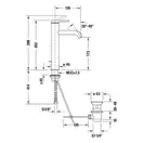 Смеситель для раковины высокий Duravit C.1 (цвет - чёрный матовый), с донным клапаном, излив 136 мм (C11030001046) фото 2 Aquada.com.ua
