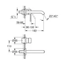 Смеситель для раковины настенный Grohe Essence L-Size (цвет - тёмный графит, матовый), вынос 183 мм (19408AL1) фото 2 Aquada.com.ua