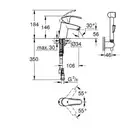 Змішувач для умивальника Grohe Eurosmart S-Size з гігієнічним душем, хром (23124002)