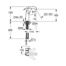 Смеситель для раковины Grohe Essence M-Size (цвет - хром), с донным клапаном цепочка (23480001) фото 2 Aquada.com.ua
